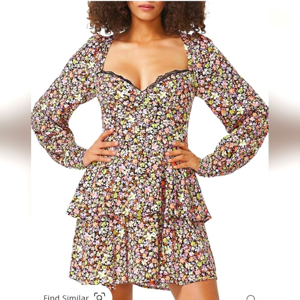 AFRM floral dress Crepe tiered fit and flare